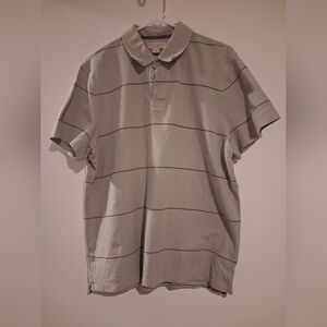 Banana Republic Light Gray Polo with Dark Stripes